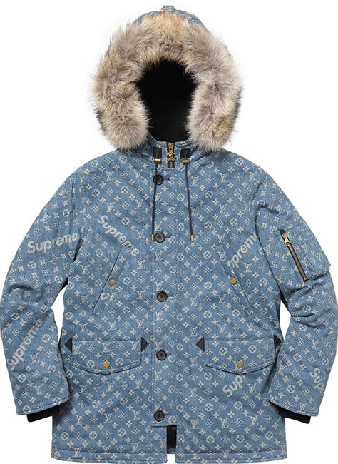 supreme louis vuitton navy parka|supreme x louis vuitton hoodie.